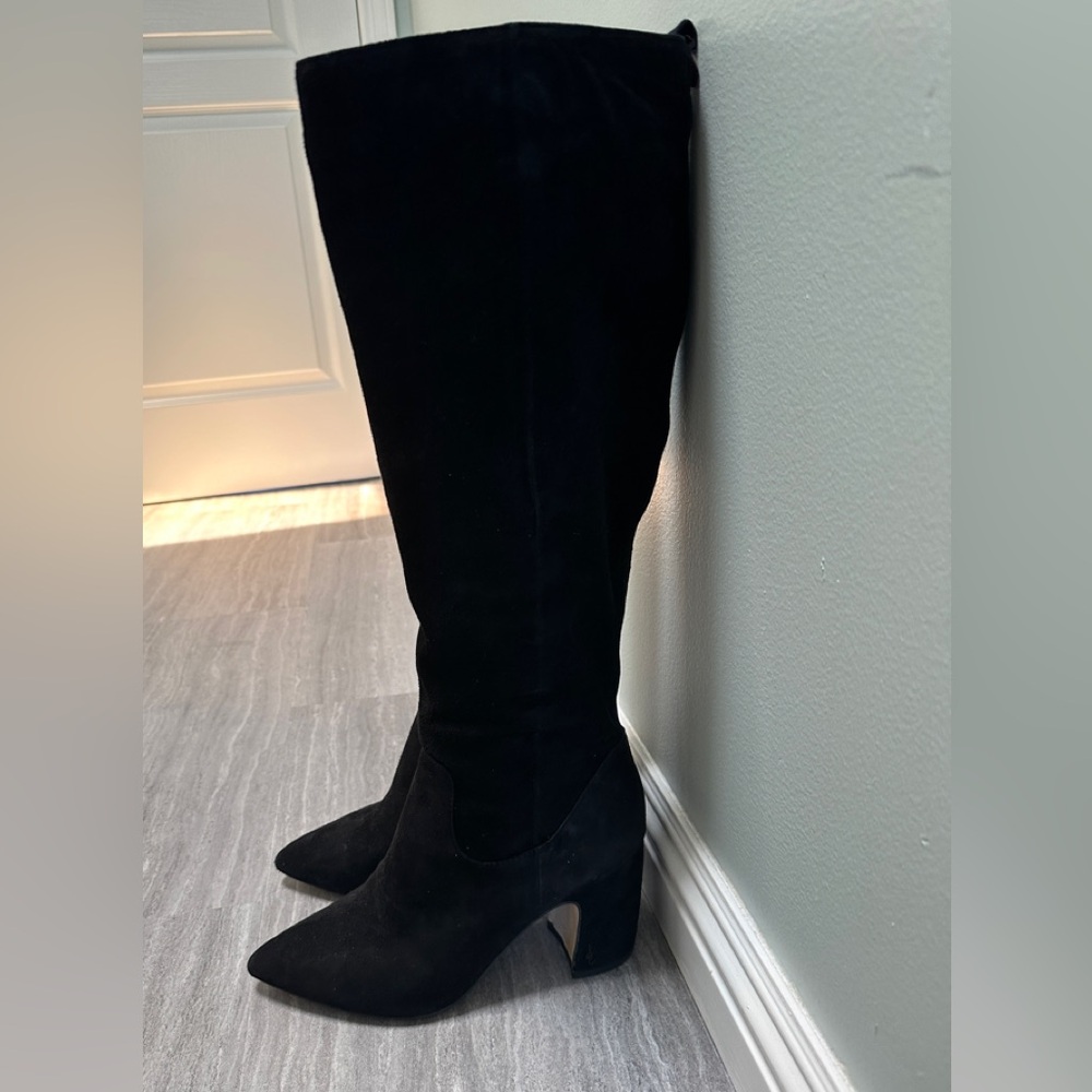 Sam Edelman black suede Hai boots worn twice
